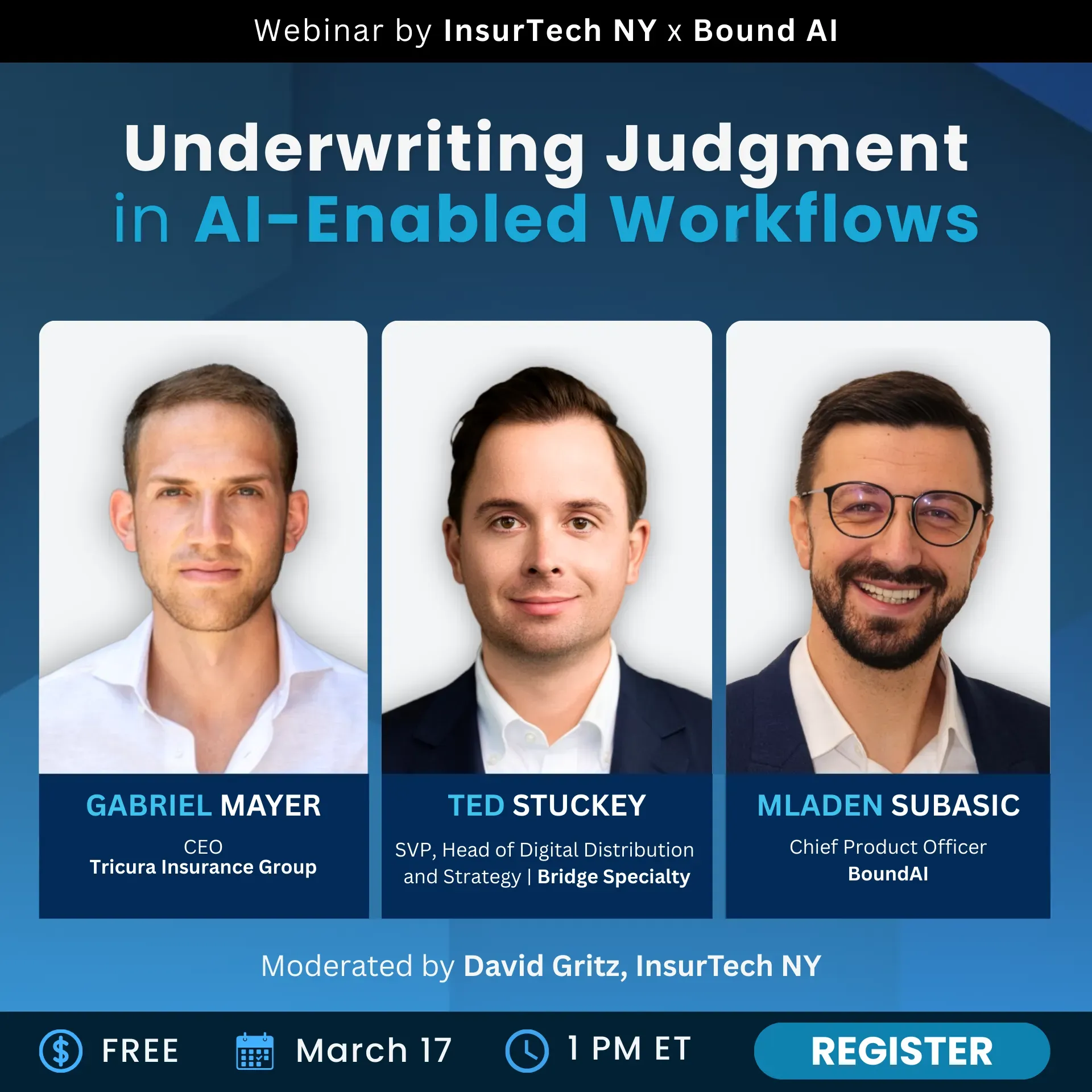 Underwriting Webinar promotional image, sponsored by Bound AI