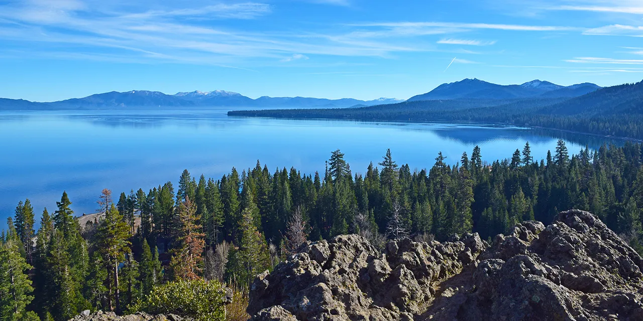 Wide shot of Lake Tahoe