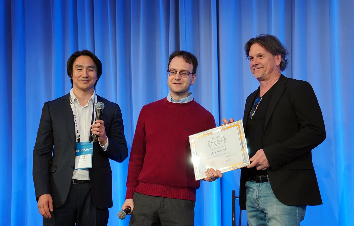 Navwise receiving the Carrier and Broker Prize at InsurTech NY